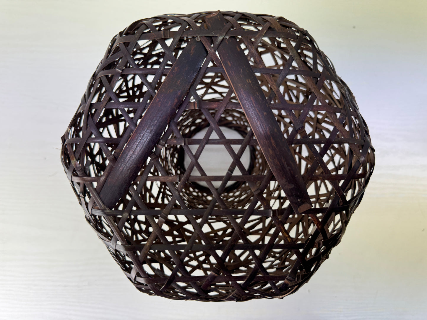 Y9783 Bamboo Woven Basket flower vase box Japan antique ikebana floral decor