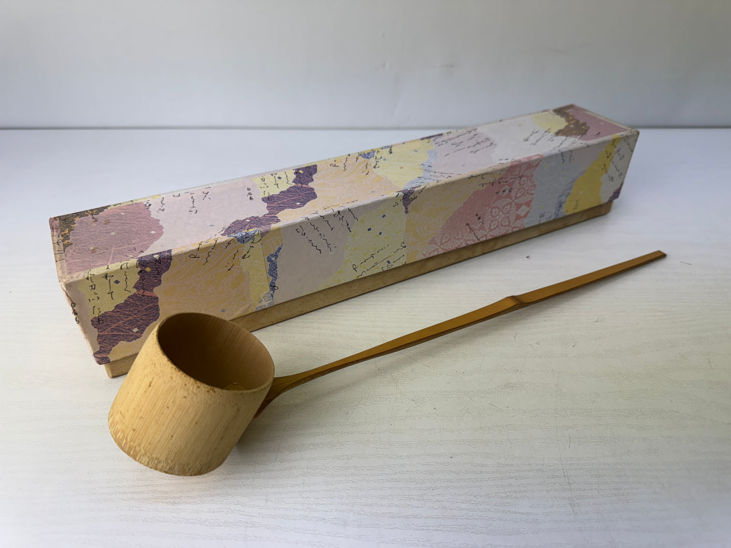 Y9785 HISHAKU Bamboo ladle dipper box Japan Tea Ceremony utensils antique scoop