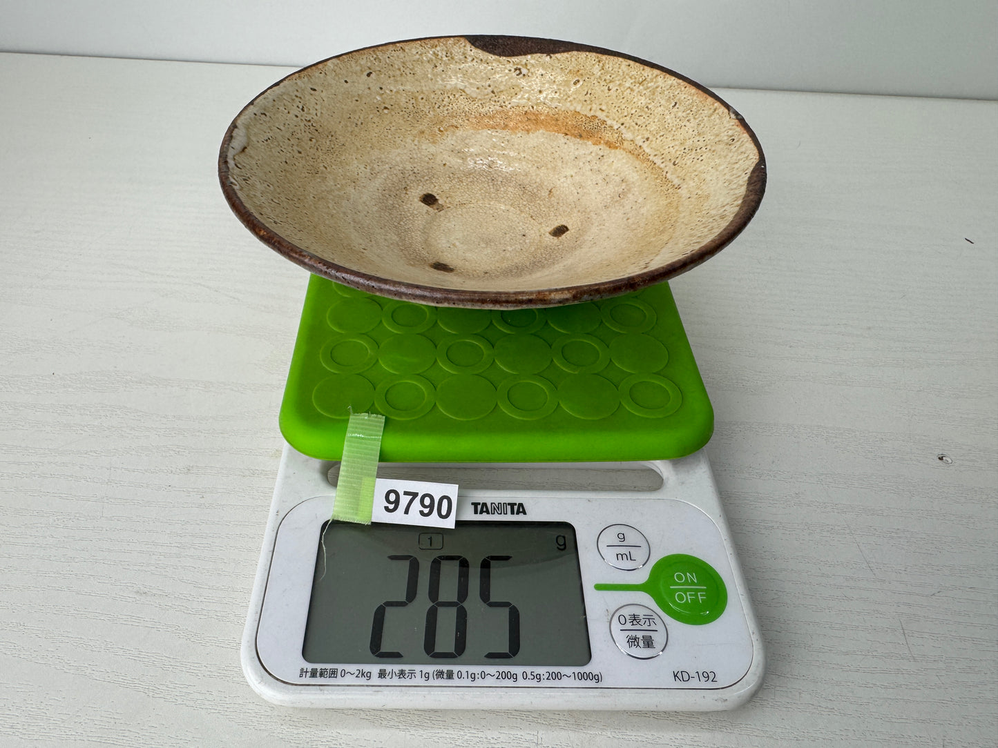 Y9790 CHAWAN Mino-ware flat bowl Seto Karatsu Japan antique tea ceremony pottery