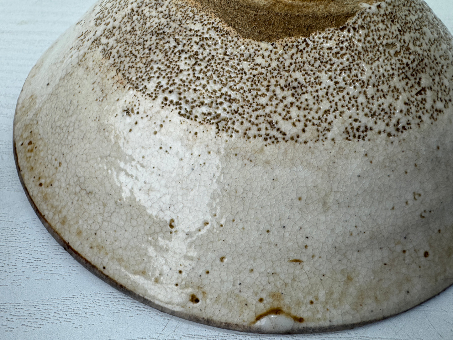 Y9790 CHAWAN Mino-ware flat bowl Seto Karatsu Japan antique tea ceremony pottery