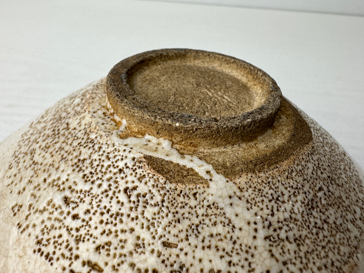 Y9790 CHAWAN Mino-ware flat bowl Seto Karatsu Japan antique tea ceremony pottery