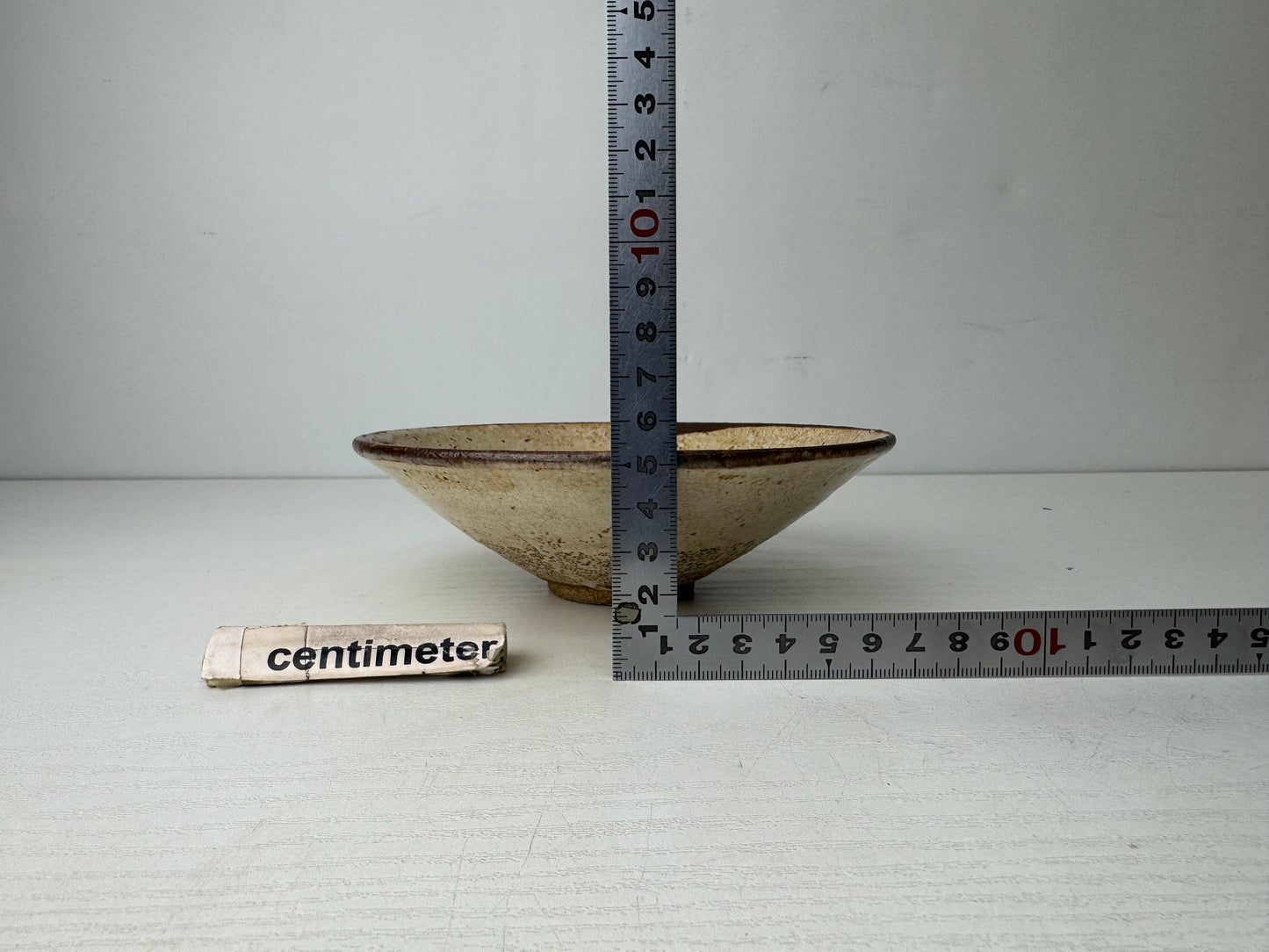 Y9790 CHAWAN Mino-ware flat bowl Seto Karatsu Japan antique tea ceremony pottery