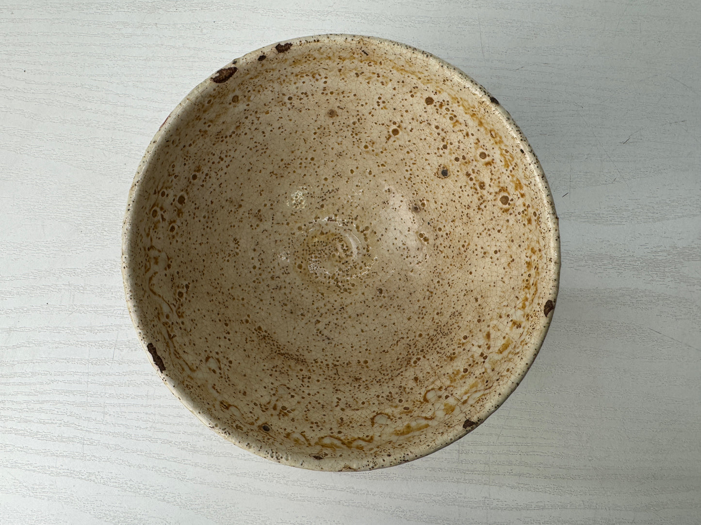 Y9792 CHAWAN Inuyama-ware bowl signed Japan antique tea ceremony pottery cup