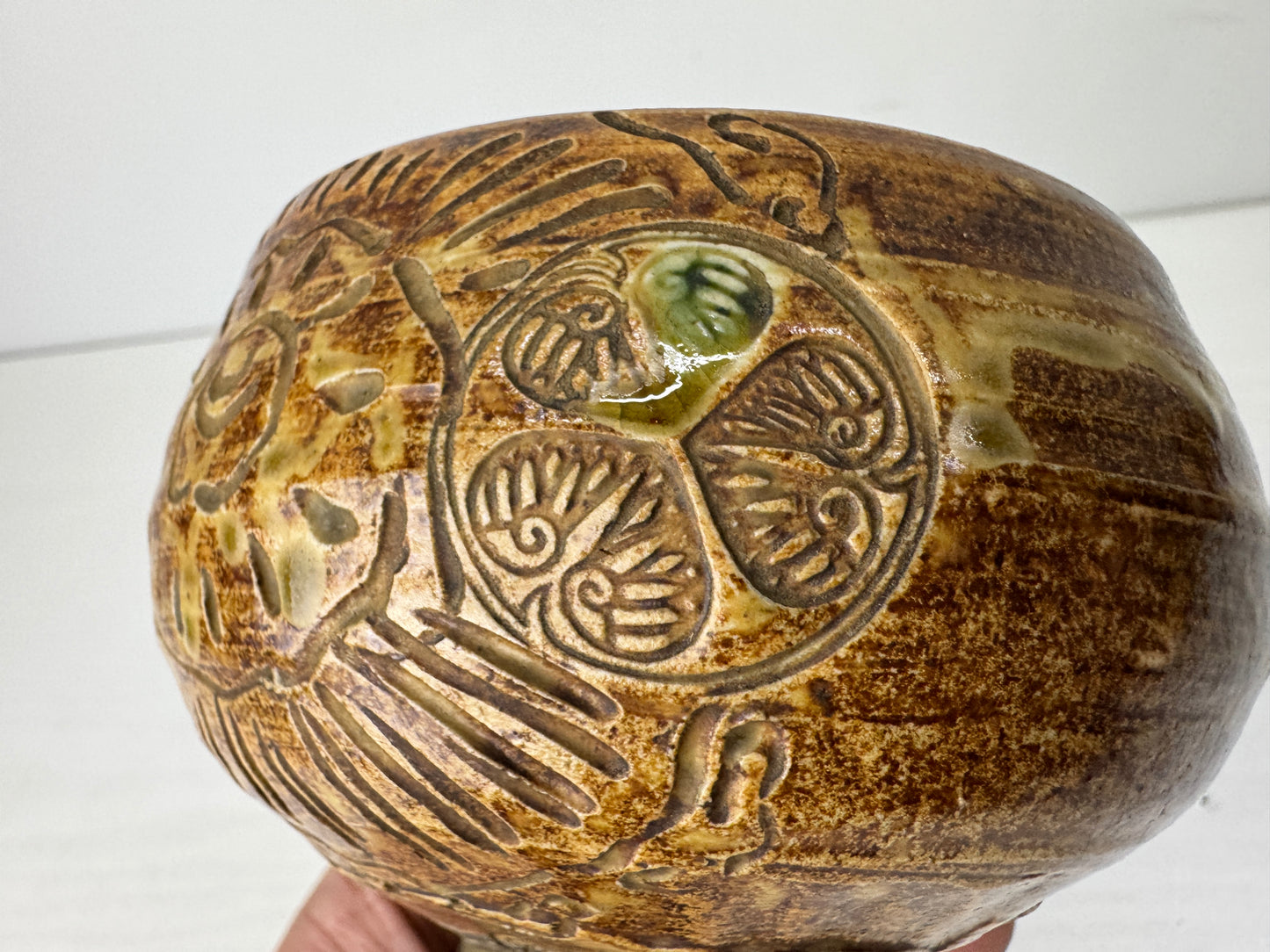 Y9793 CHAWAN Seto-ware bowl signed box Japan antique tea ceremony pottery cup