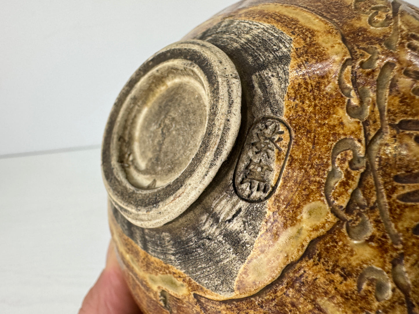 Y9793 CHAWAN Seto-ware bowl signed box Japan antique tea ceremony pottery cup