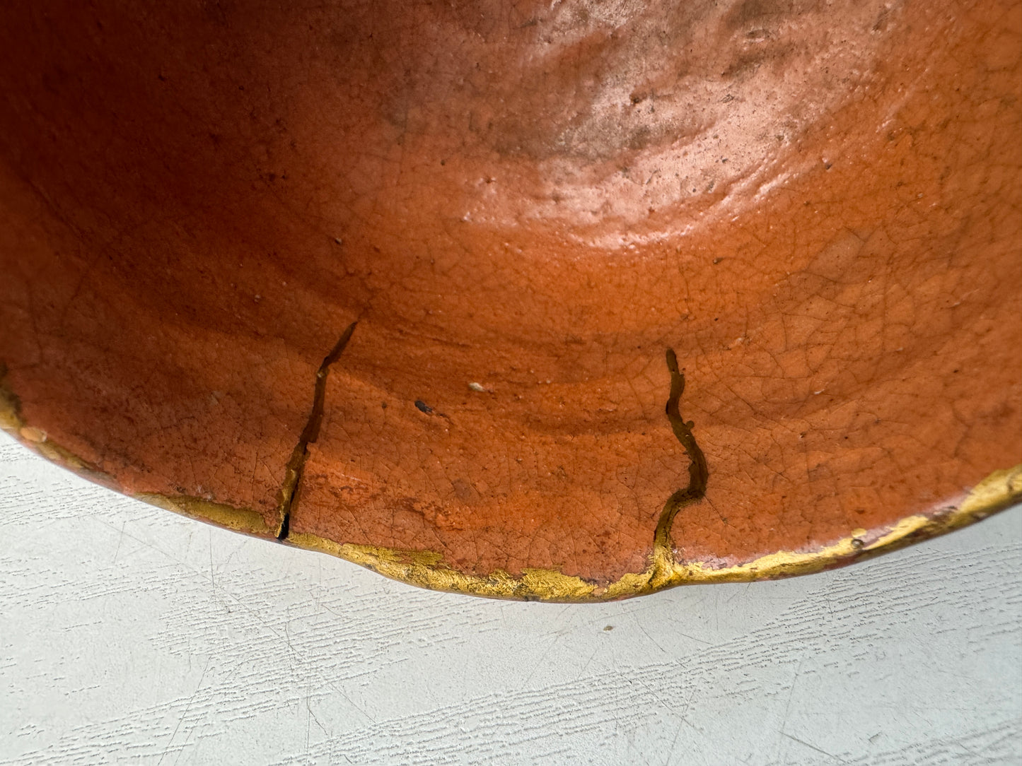 Y9795 CHAWAN Raku-ware red bowl signed box kintsugi Japan antique tea ceremony