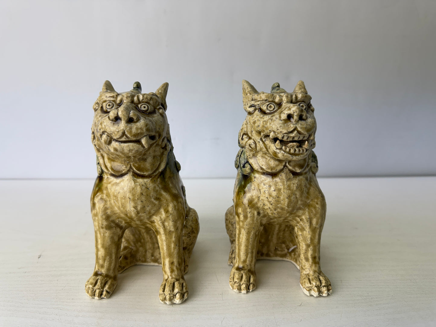 Y9799 OKIMONO Kiseto-ware figure figurine pair signed box Japan antique interior