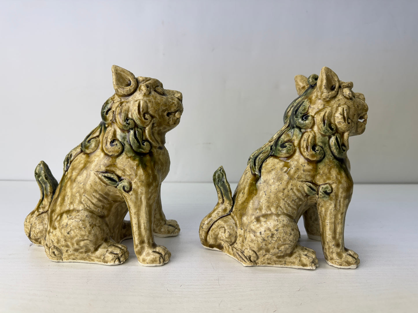 Y9799 OKIMONO Kiseto-ware figure figurine pair signed box Japan antique interior