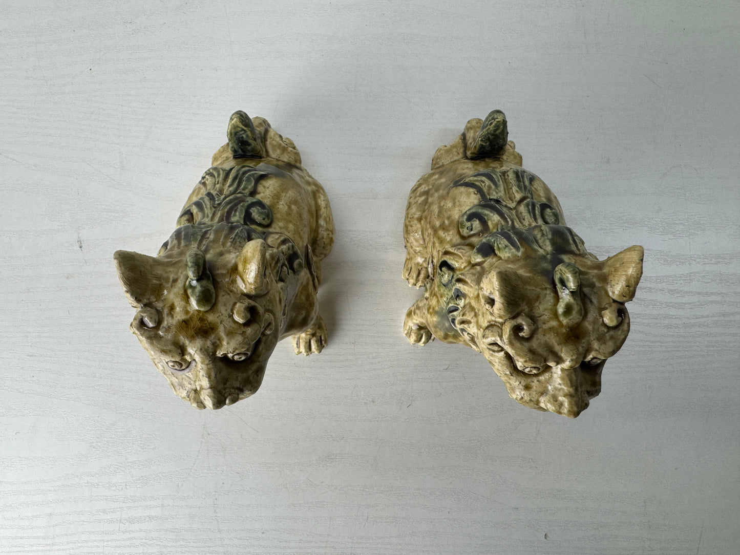 Y9799 OKIMONO Kiseto-ware figure figurine pair signed box Japan antique interior