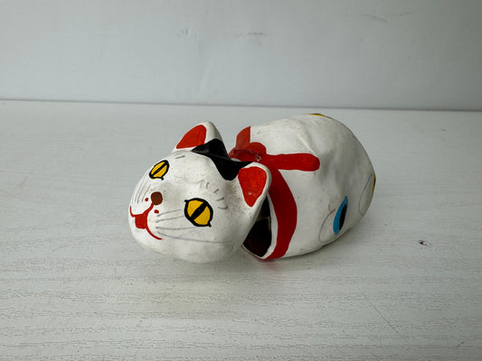 Y9800 OKIMONO Paper Mache Bobblehead Cat Japanese doll Japan antique interior