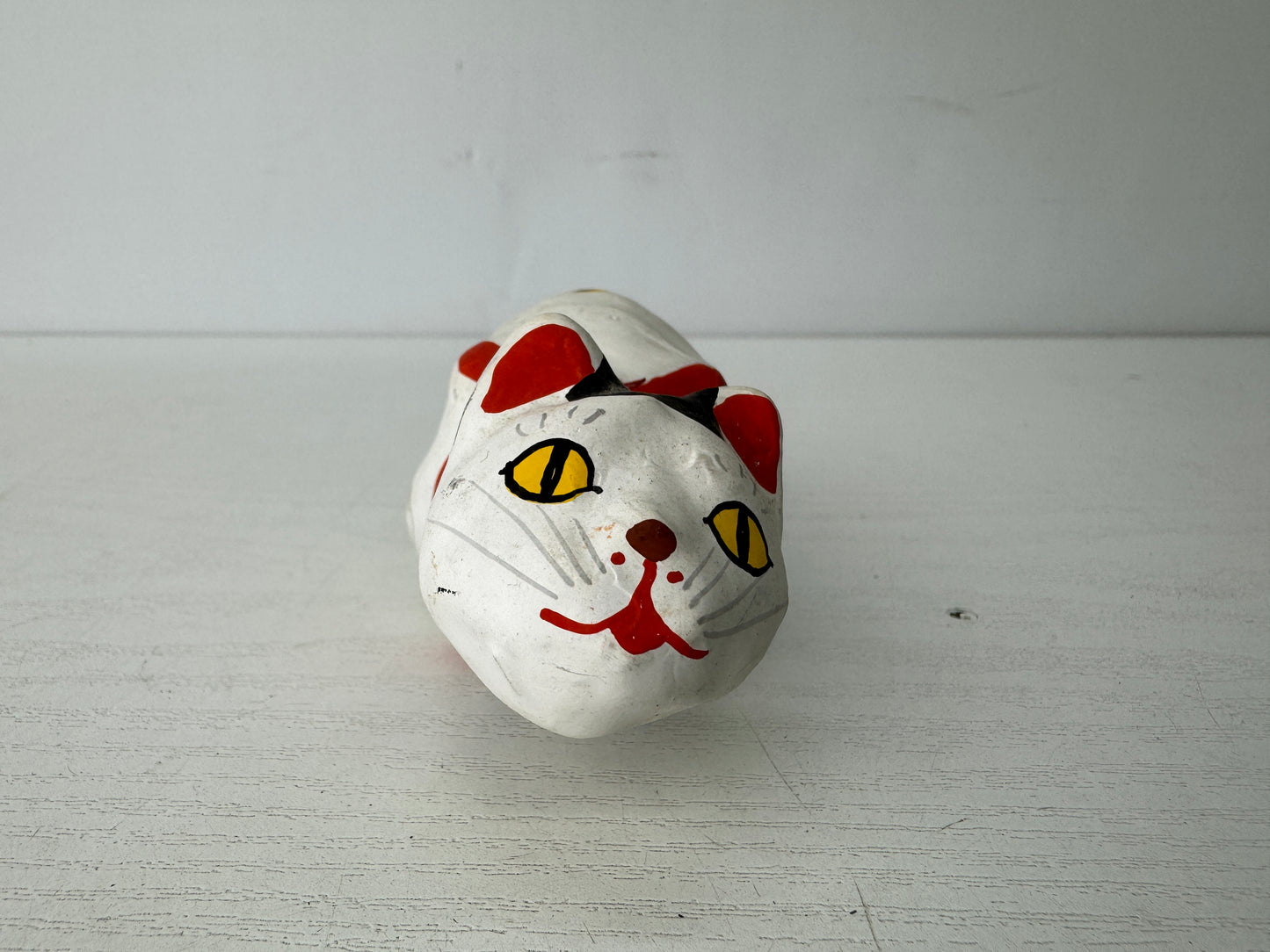 Y9800 OKIMONO Paper Mache Bobblehead Cat Japanese doll Japan antique interior