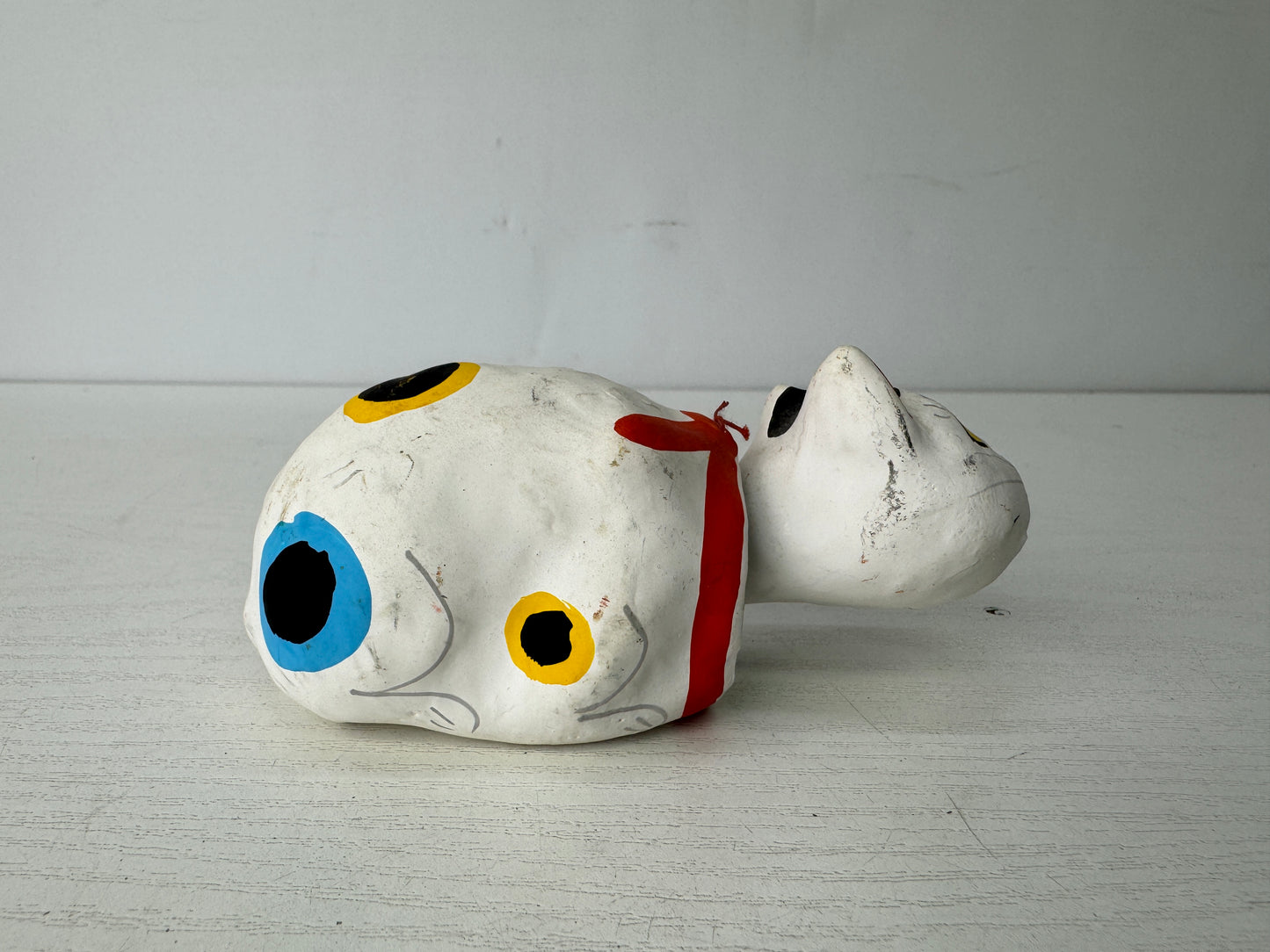 Y9800 OKIMONO Paper Mache Bobblehead Cat Japanese doll Japan antique interior