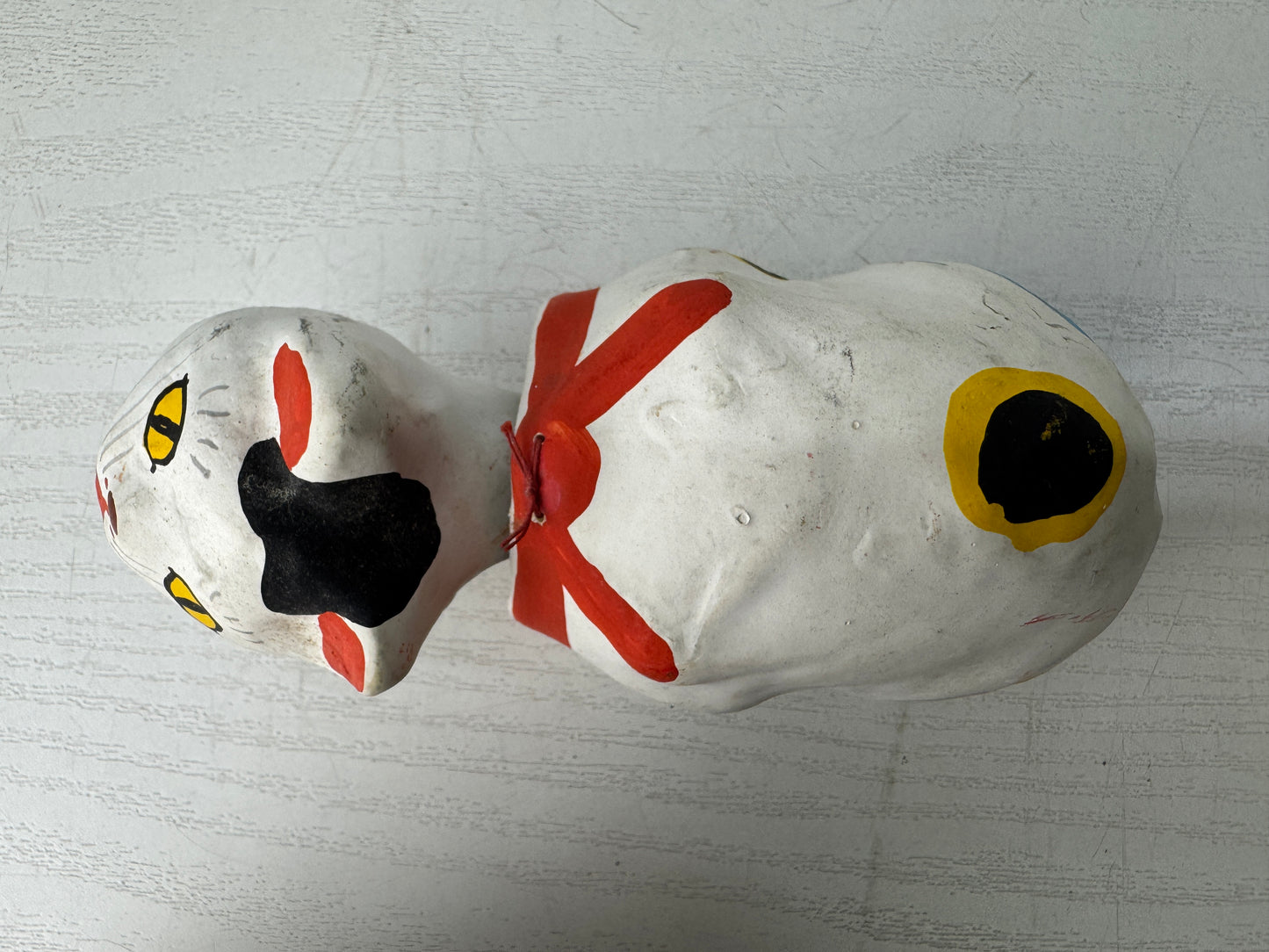 Y9800 OKIMONO Paper Mache Bobblehead Cat Japanese doll Japan antique interior
