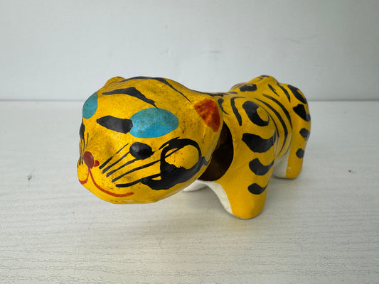 Y9801 OKIMONO Paper Mache Bobblehead Tiger Japan antique interior decor figurine