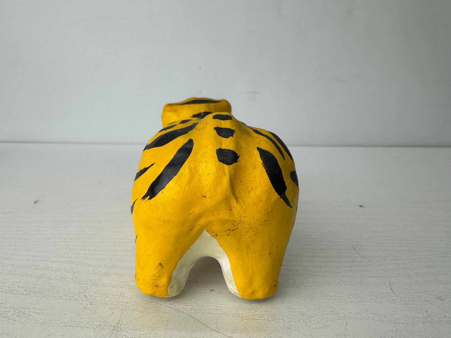 Y9801 OKIMONO Paper Mache Bobblehead Tiger Japan antique interior decor figurine