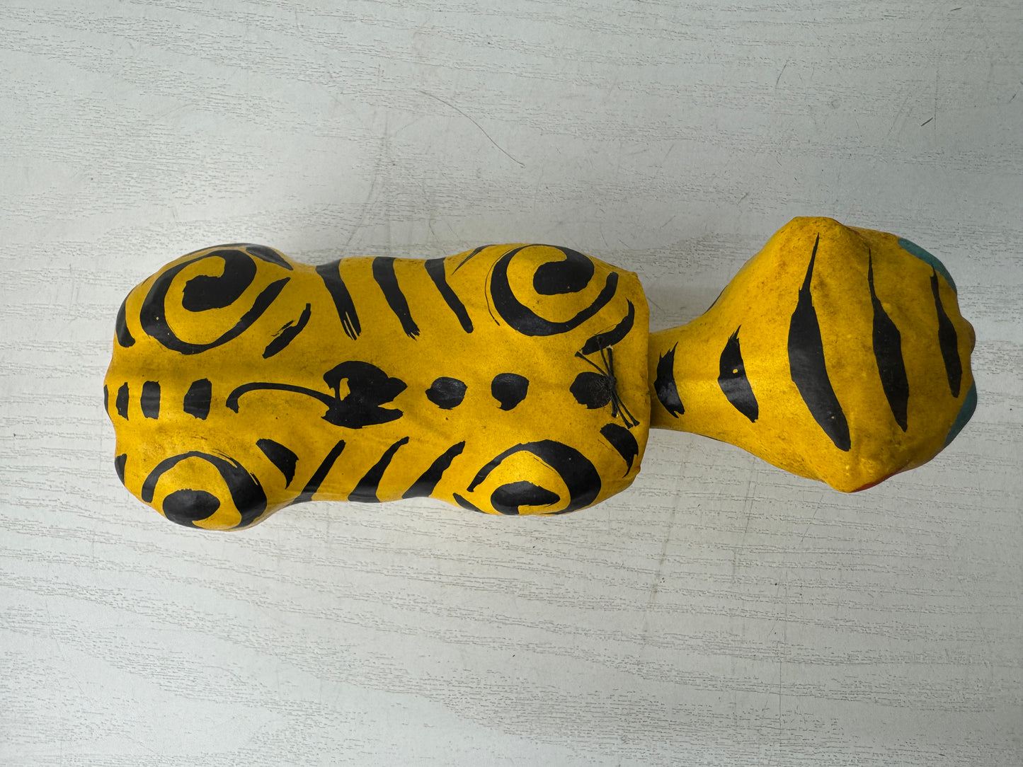 Y9801 OKIMONO Paper Mache Bobblehead Tiger Japan antique interior decor figurine