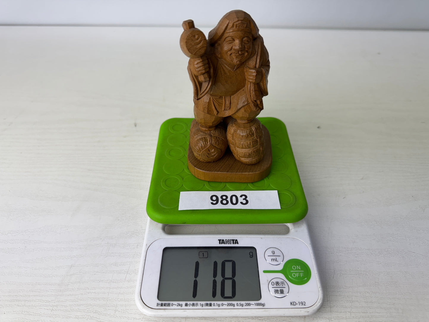 Y9803 STATUE wood carving Daikoku figurine signed Japan antique interior decor