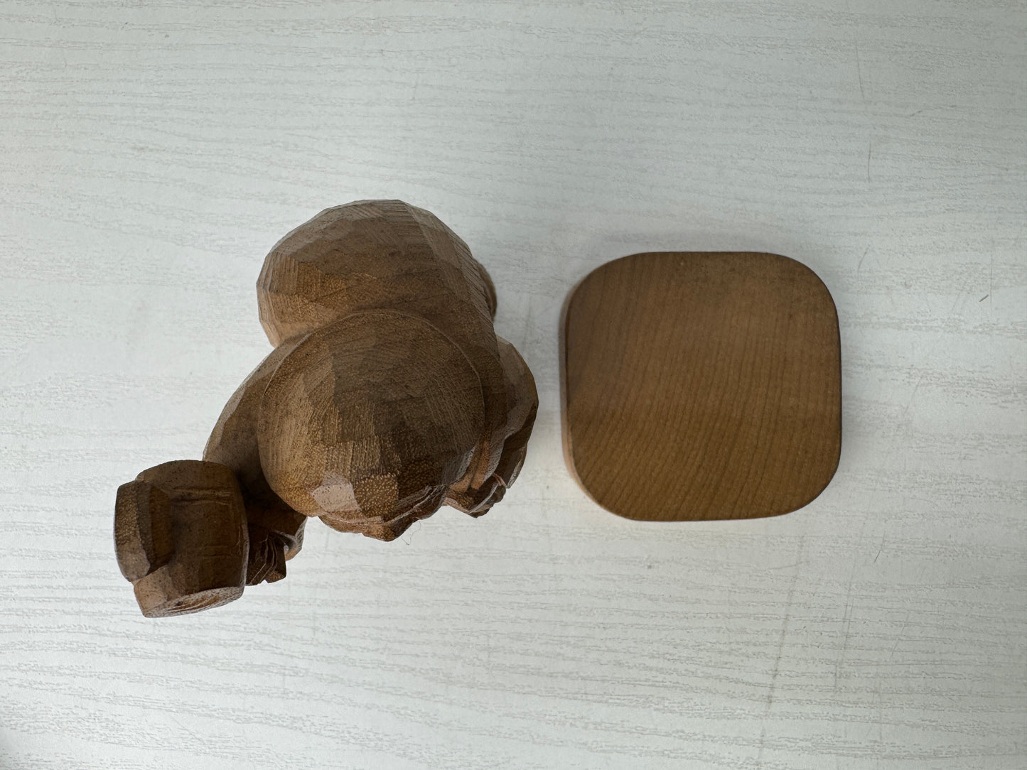 Y9803 STATUE wood carving Daikoku figurine signed Japan antique interior decor