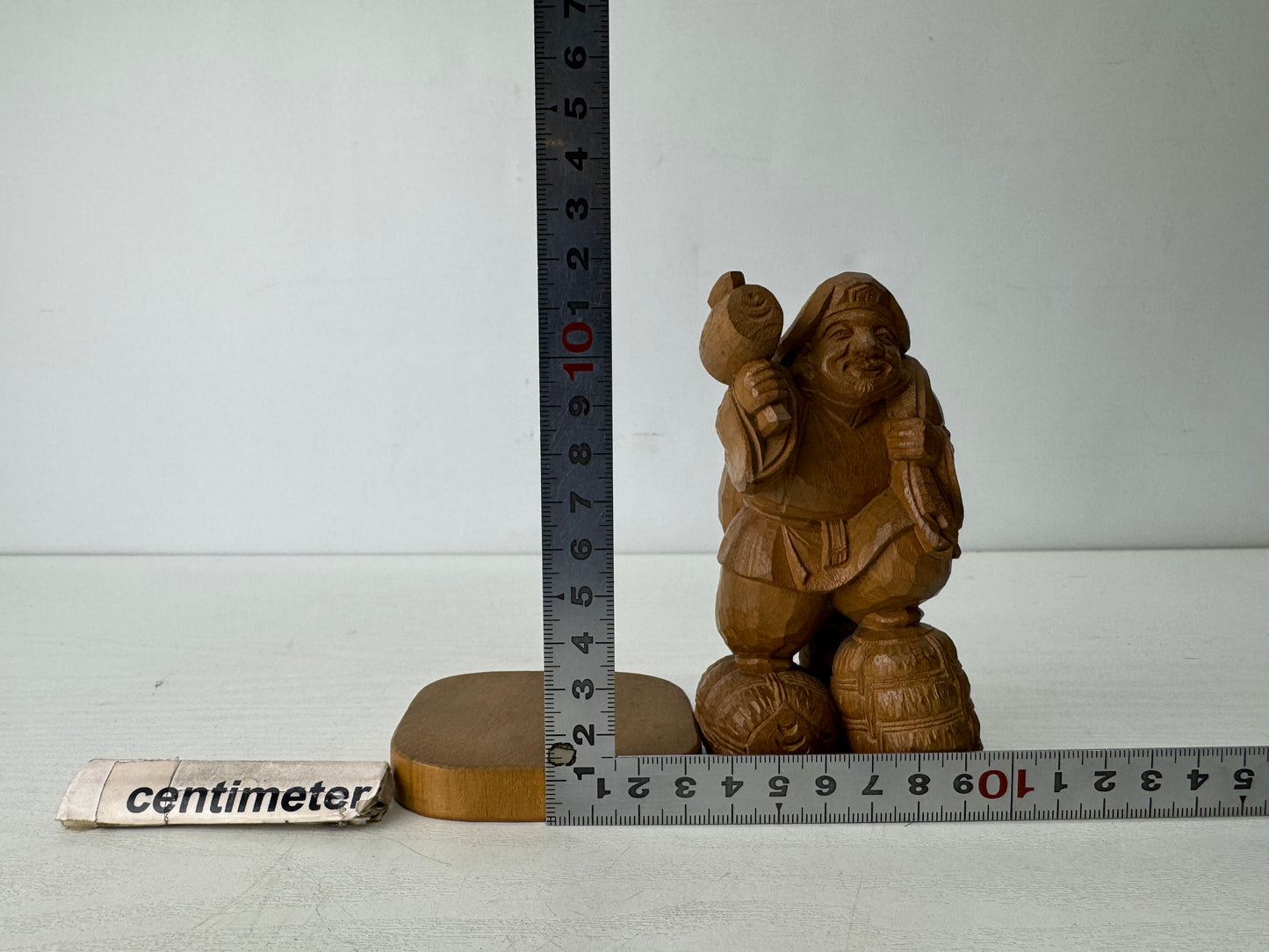 Y9803 STATUE wood carving Daikoku figurine signed Japan antique interior decor