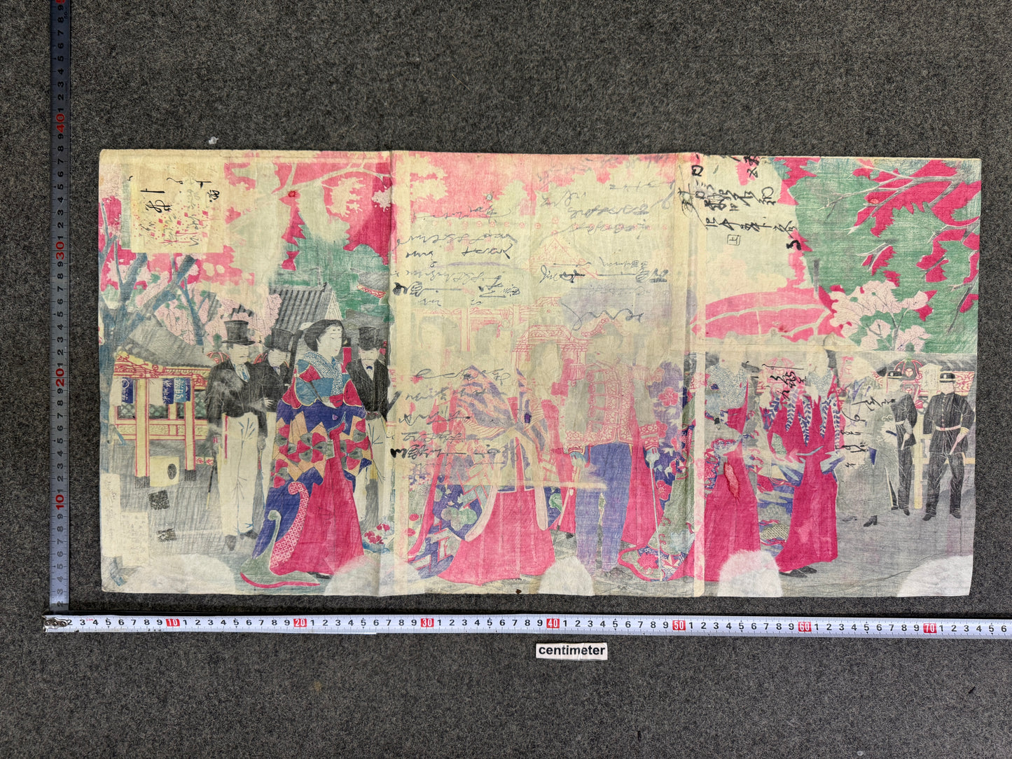 Y9807 WOODBLOCK PRINT Hiroshige triptych Large format Japan Ukiyoe antique art