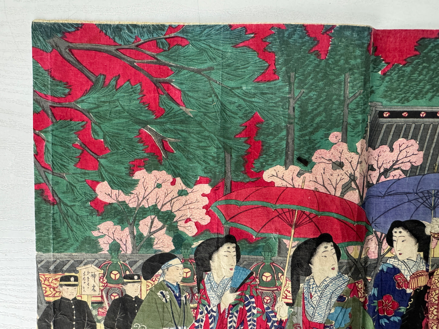 Y9807 WOODBLOCK PRINT Hiroshige triptych Large format Japan Ukiyoe antique art