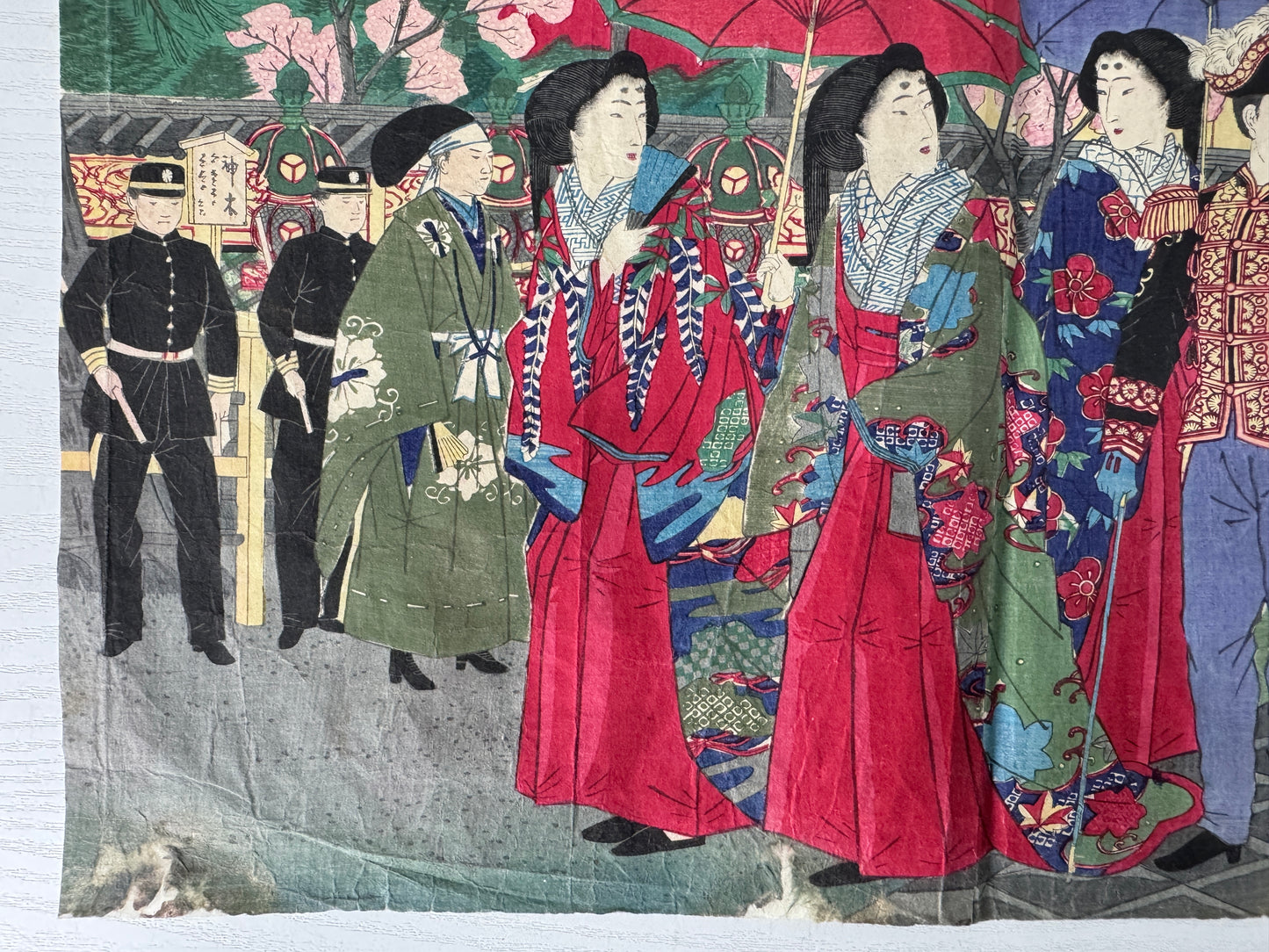 Y9807 WOODBLOCK PRINT Hiroshige triptych Large format Japan Ukiyoe antique art