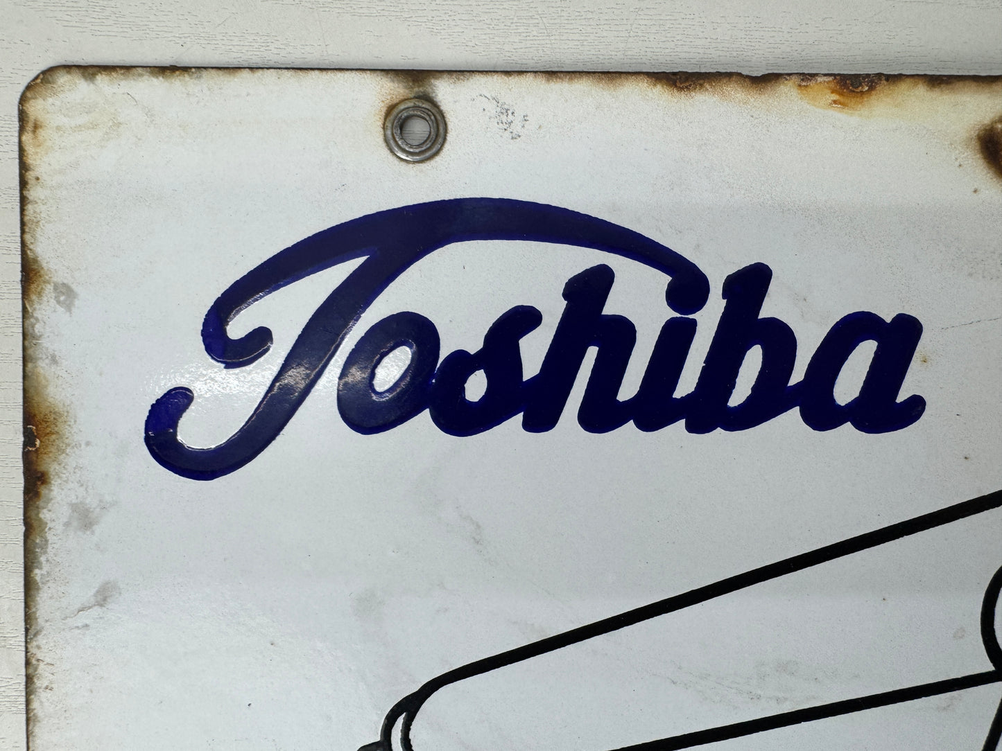 Y9810 SIGNBOARD Enamel sign Toshiba Lamp double-sided Japan antique wall decor