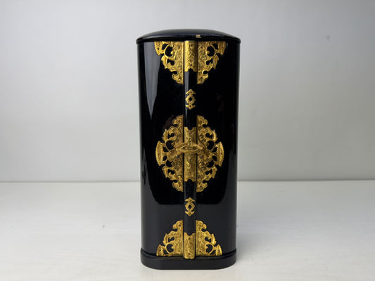 Y9811 Buddhist Altar Shrine black lacquer metal fittings Japan antique Buddhism