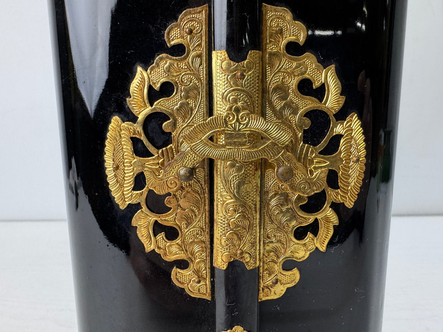 Y9811 Buddhist Altar Shrine black lacquer metal fittings Japan antique Buddhism