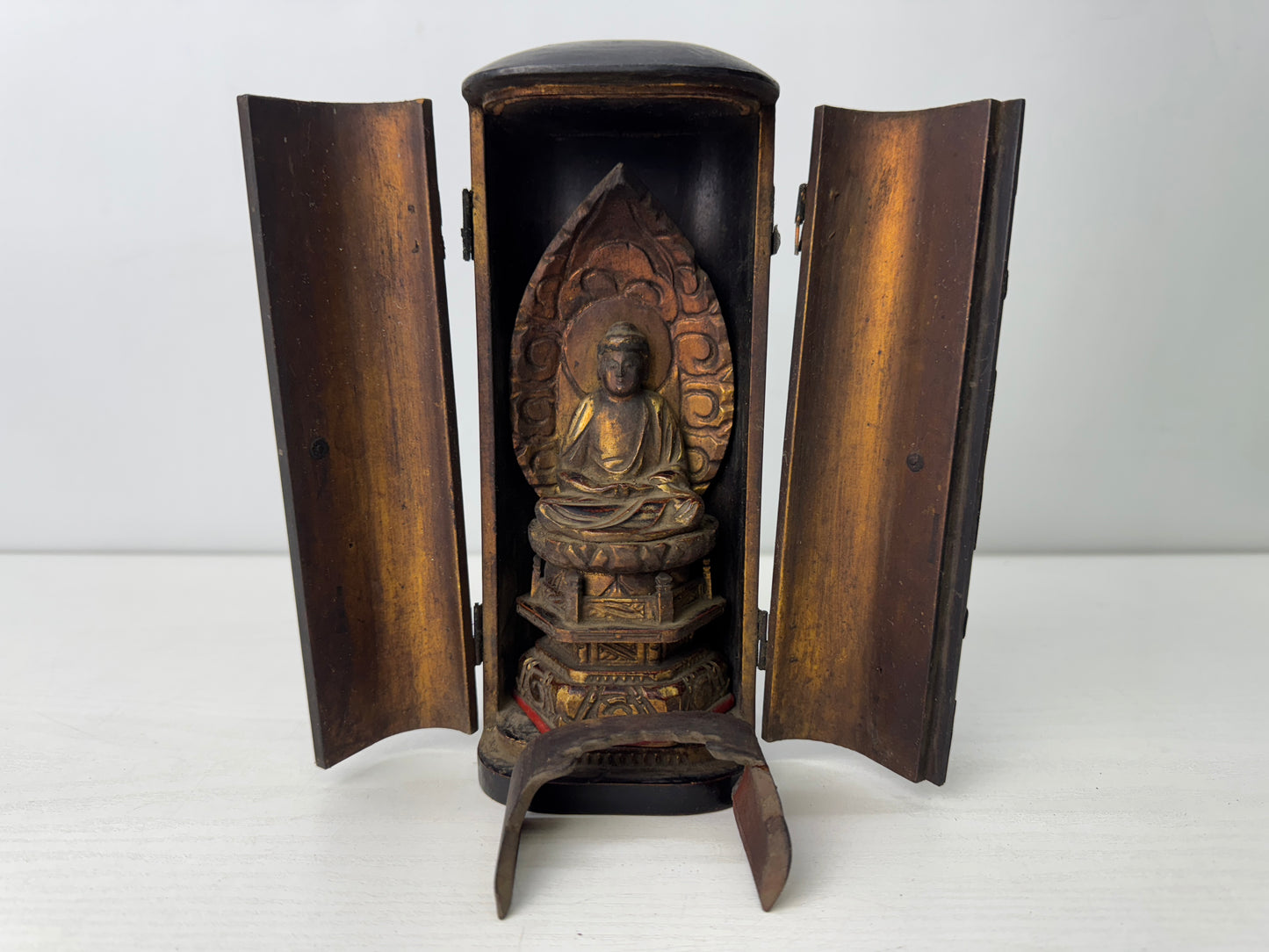 Y9812 STATUE wood carving Buddha figurine figure Shrine Japan antique Buddhism