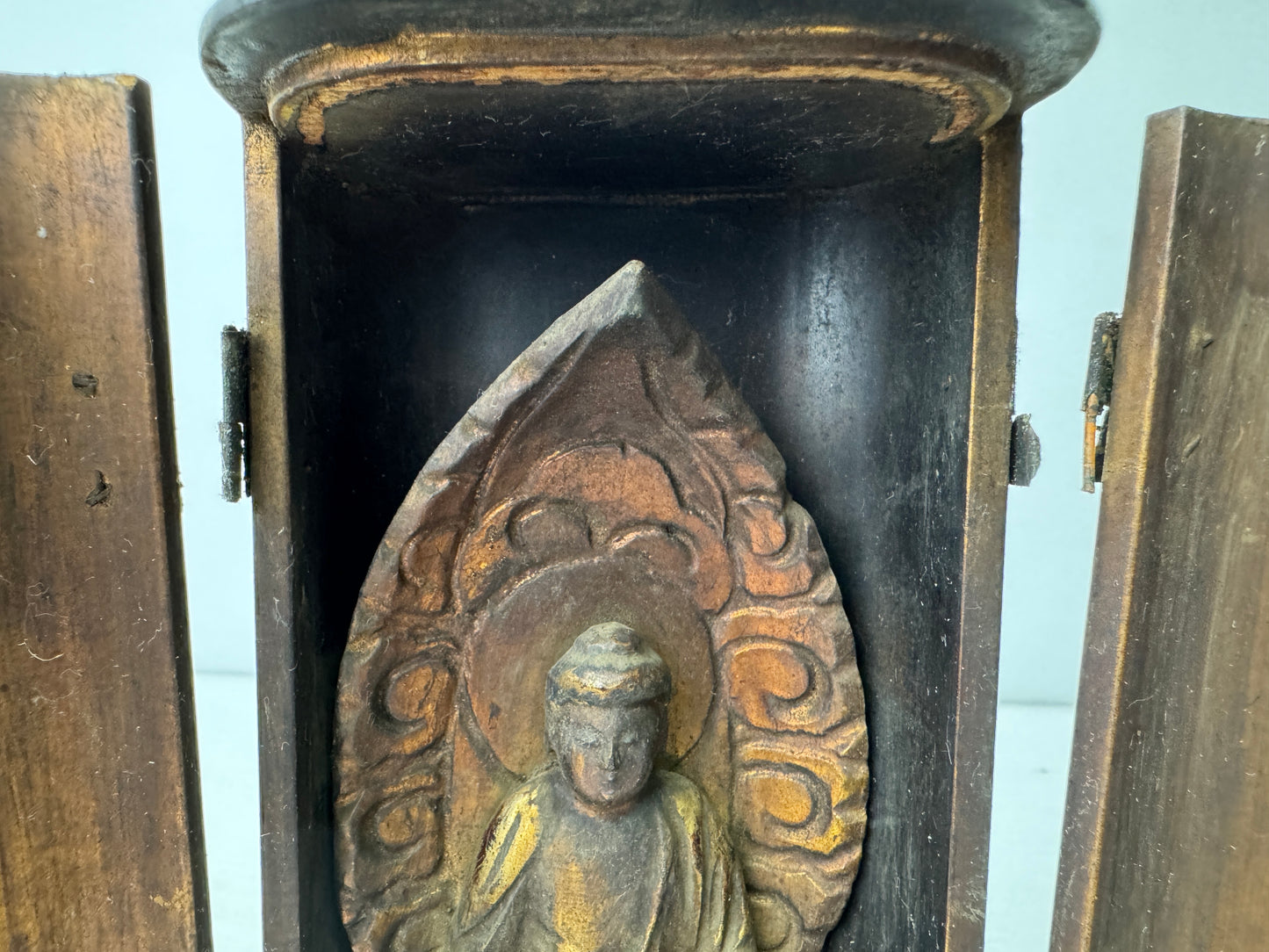 Y9812 STATUE wood carving Buddha figurine figure Shrine Japan antique Buddhism