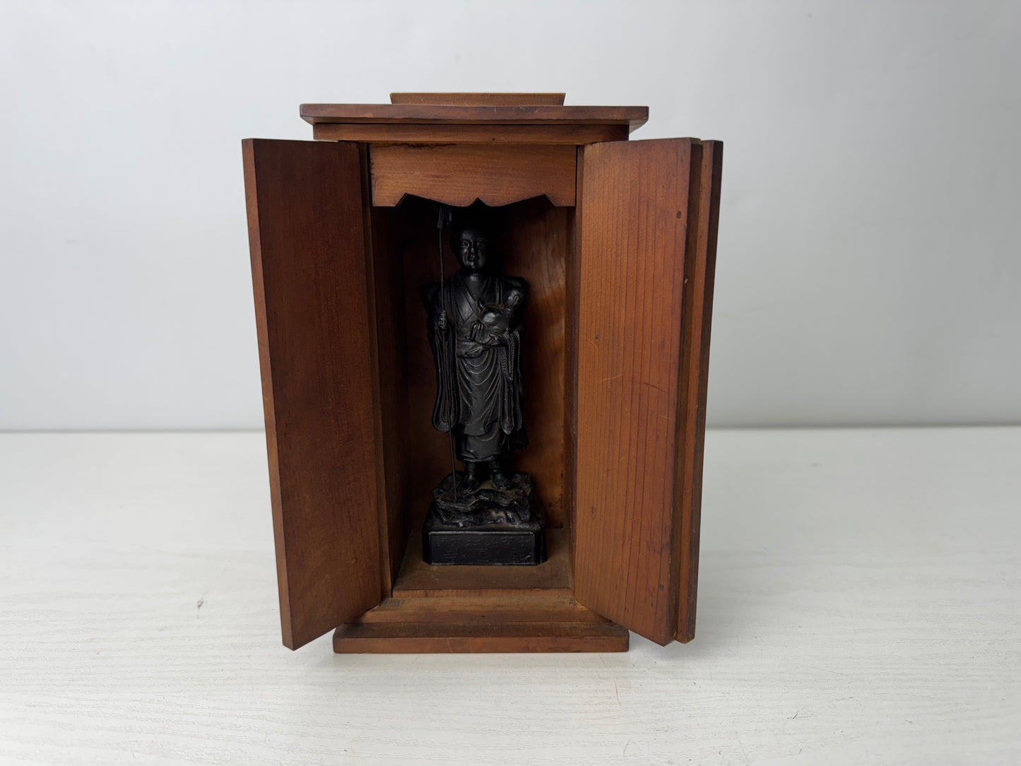 Y9813 STATUE metal Buddha figurine figure wooden Shrine Japan antique Buddhism
