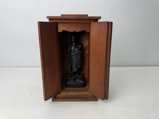 Y9813 STATUE metal Buddha figurine figure wooden Shrine Japan antique Buddhism