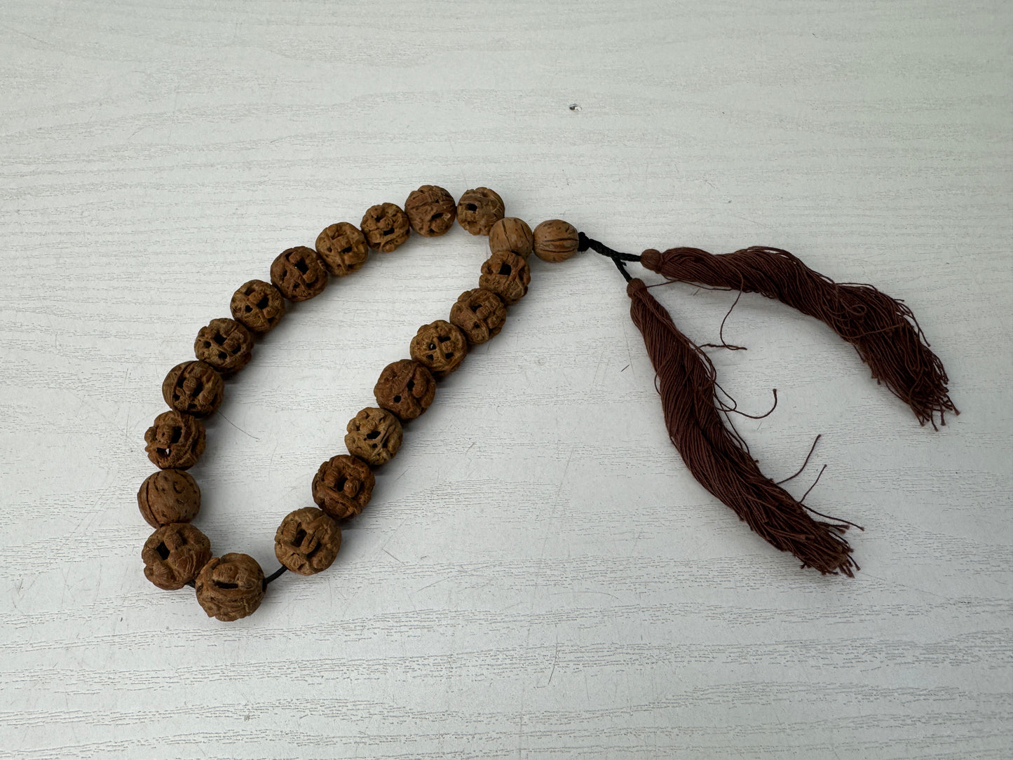 Y9814 JUZU Buddhist Prayer Beads Rosary sculpture  Japan antique altar accessory