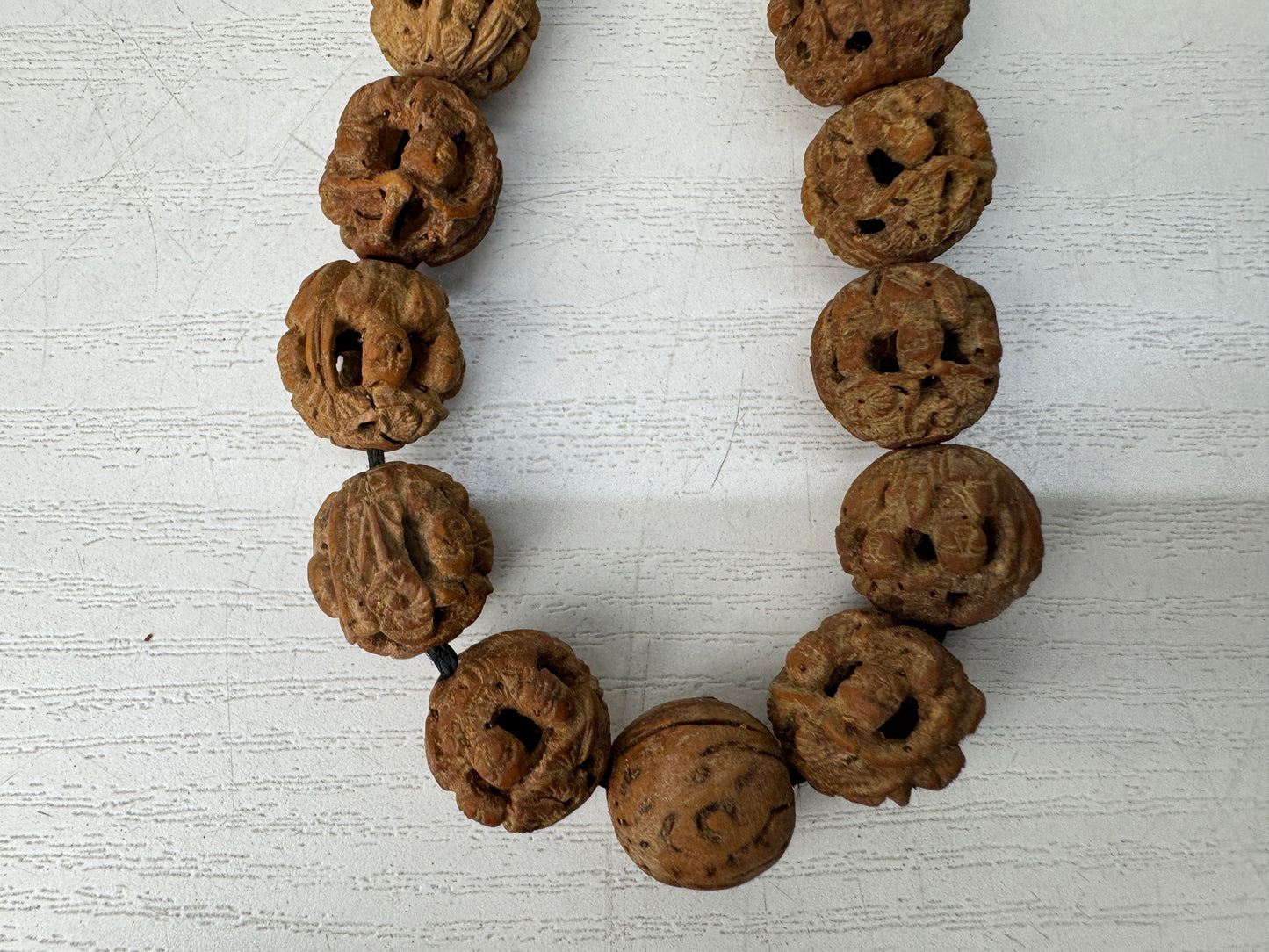 Y9814 JUZU Buddhist Prayer Beads Rosary sculpture  Japan antique altar accessory