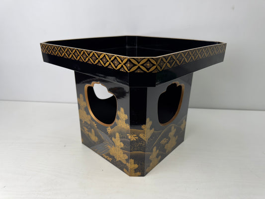 Y9815 Buddhist Altar Makie Sanbo Shinto offering stand Japan antique Buddhism