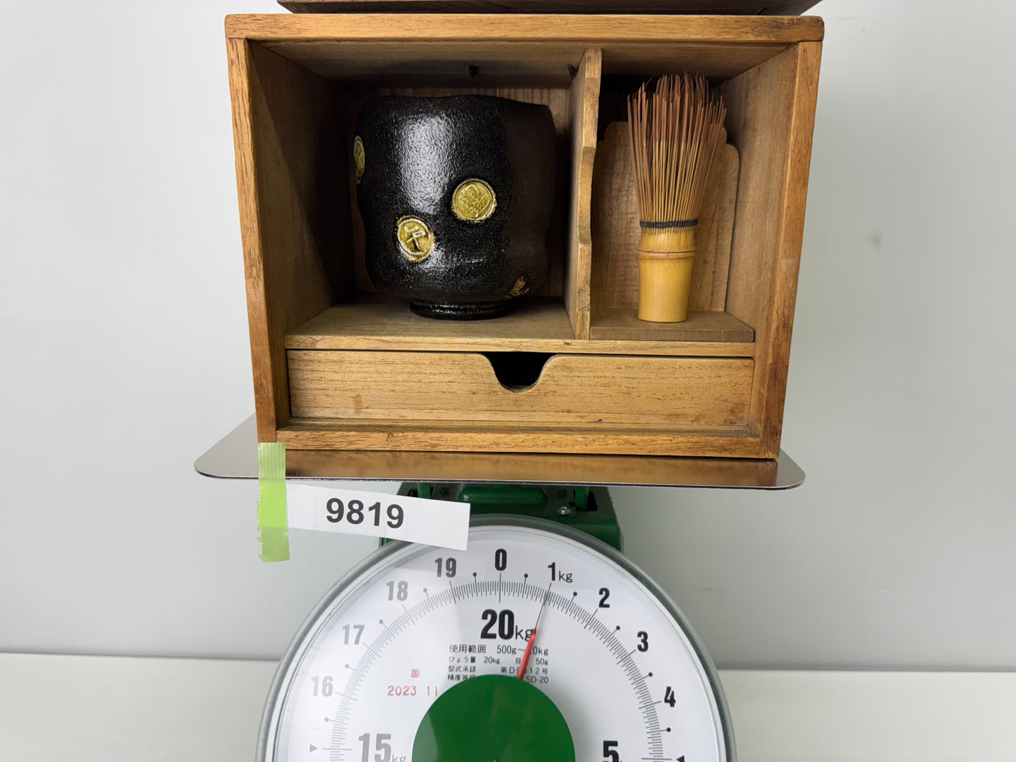 Y9819 CHAWAN Tea ceremony box set Raku-ware bowl CHashaku whisk Japan antique