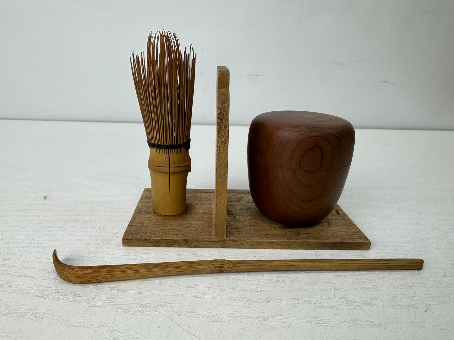 Y9819 CHAWAN Tea ceremony box set Raku-ware bowl CHashaku whisk Japan antique