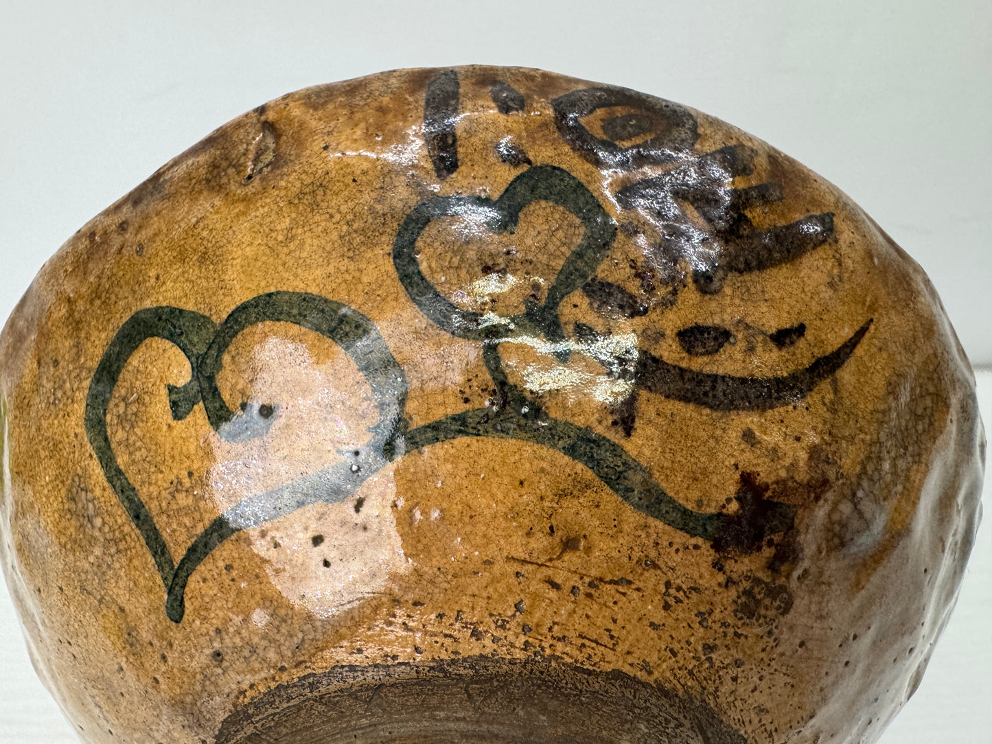 Y9821 CHAWAN Raku-ware flat bowl signed box Japan antique tea ceremony pottery