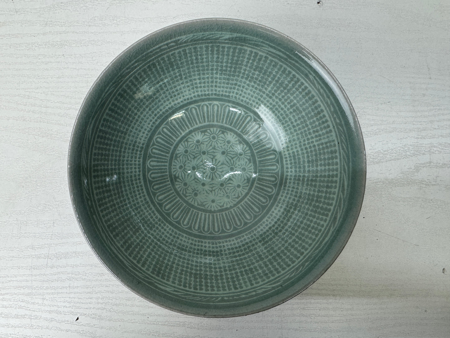 Y9822 CHAWAN Goryeo celadon bowl signed box Yu Hegan Korea antique tea cereony