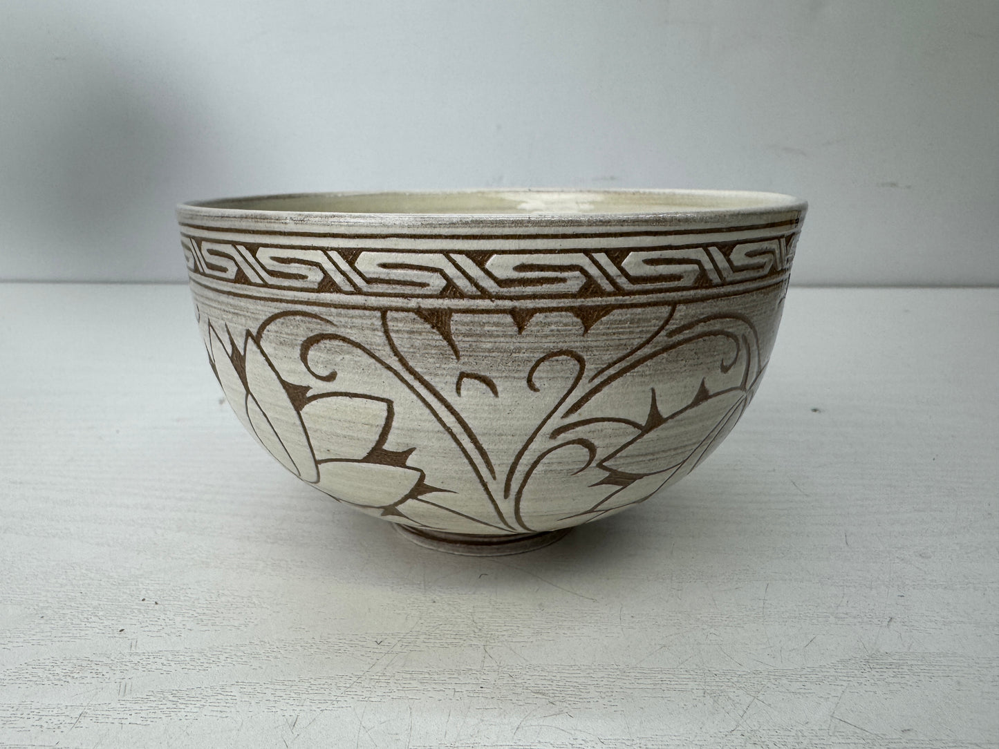 Y9823 CHAWAN Korean pottery bowl signed box Korea antique tea ceremony pottery