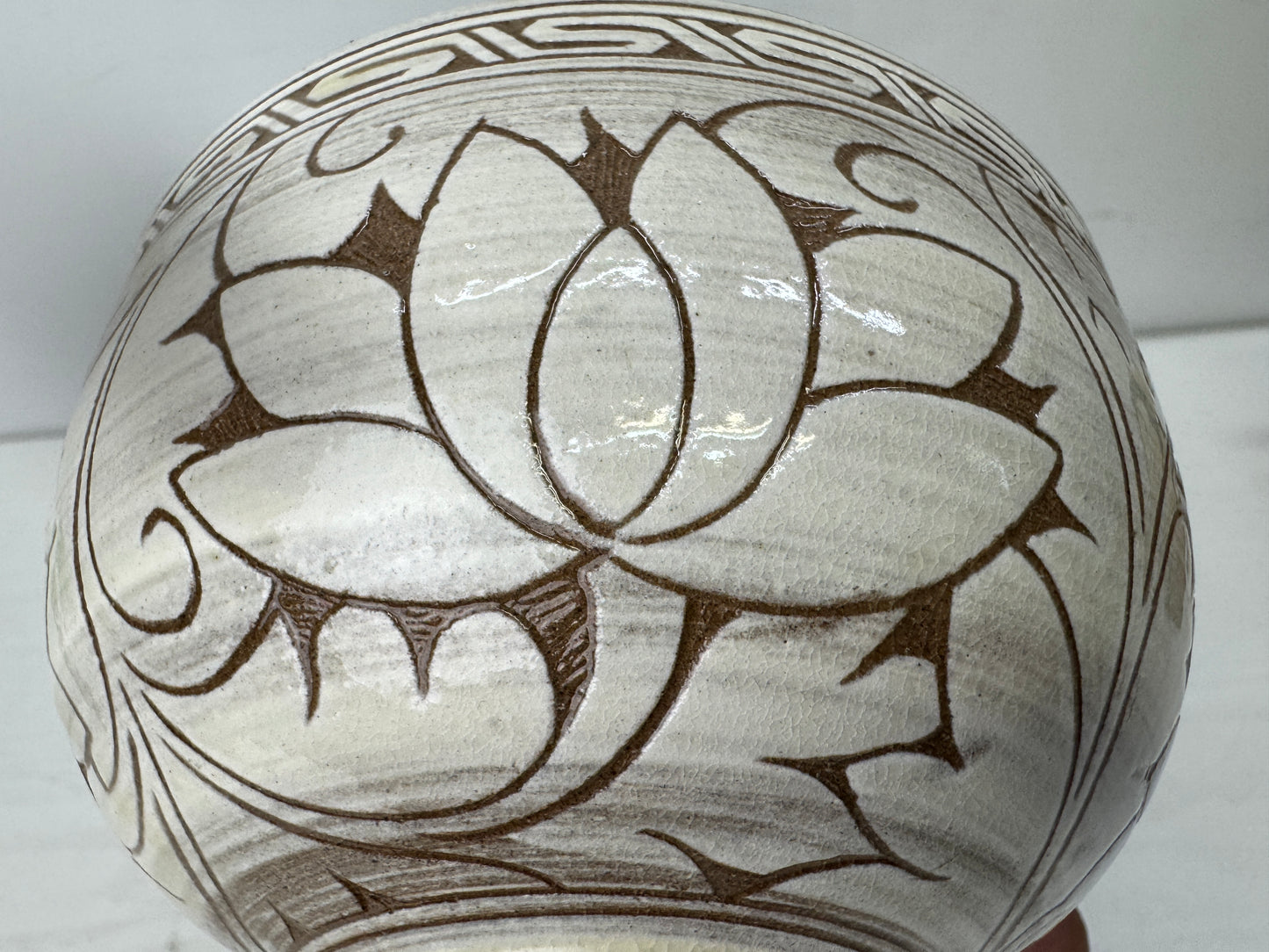 Y9823 CHAWAN Korean pottery bowl signed box Korea antique tea ceremony pottery