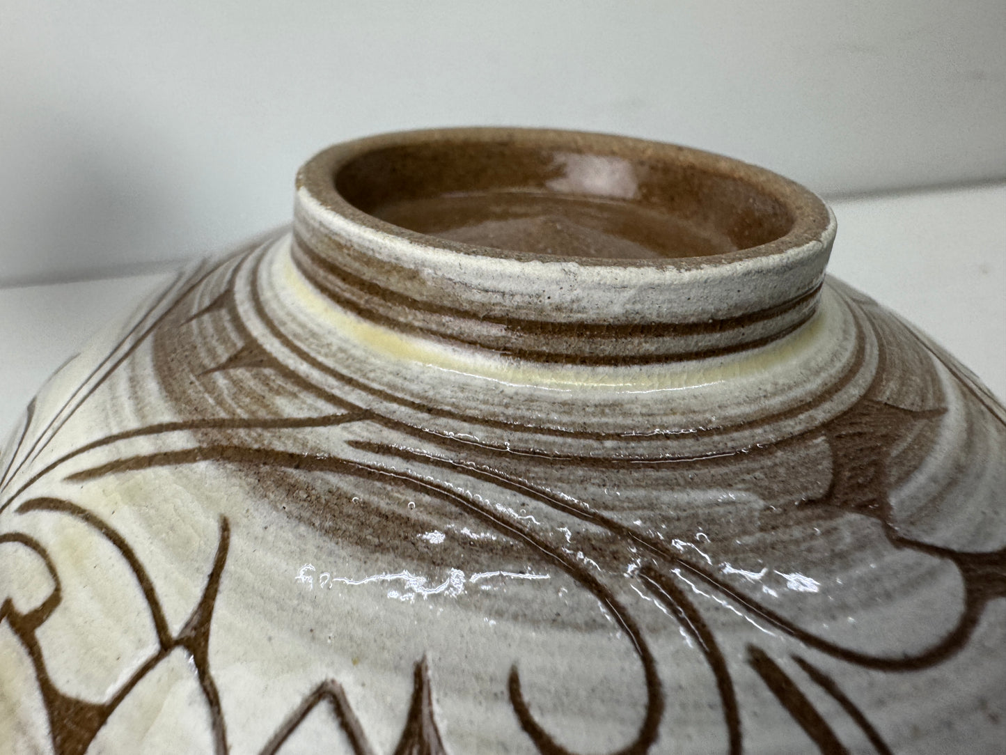 Y9823 CHAWAN Korean pottery bowl signed box Korea antique tea ceremony pottery