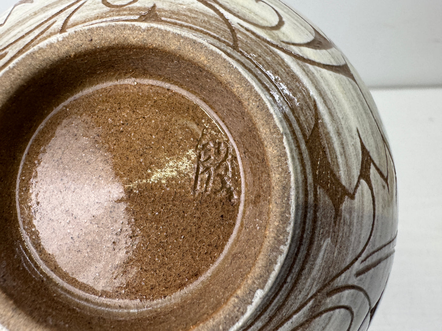 Y9823 CHAWAN Korean pottery bowl signed box Korea antique tea ceremony pottery