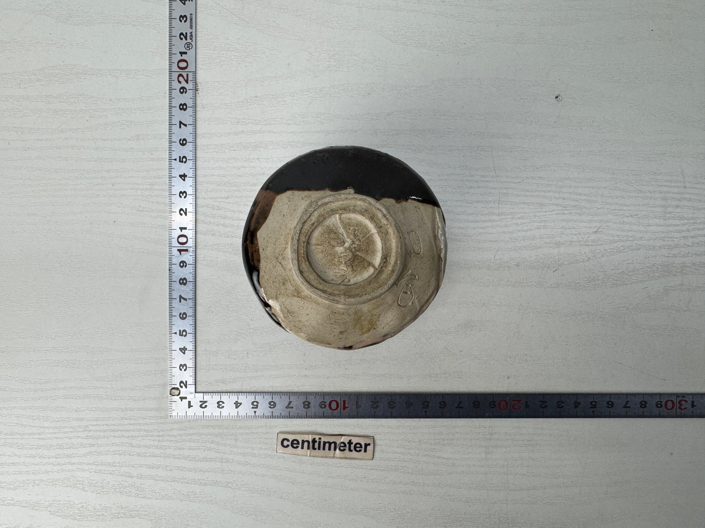 Y9824 CHAWAN Kuro Oribe tube bowl signed box Japan antique tea ceremony pottery