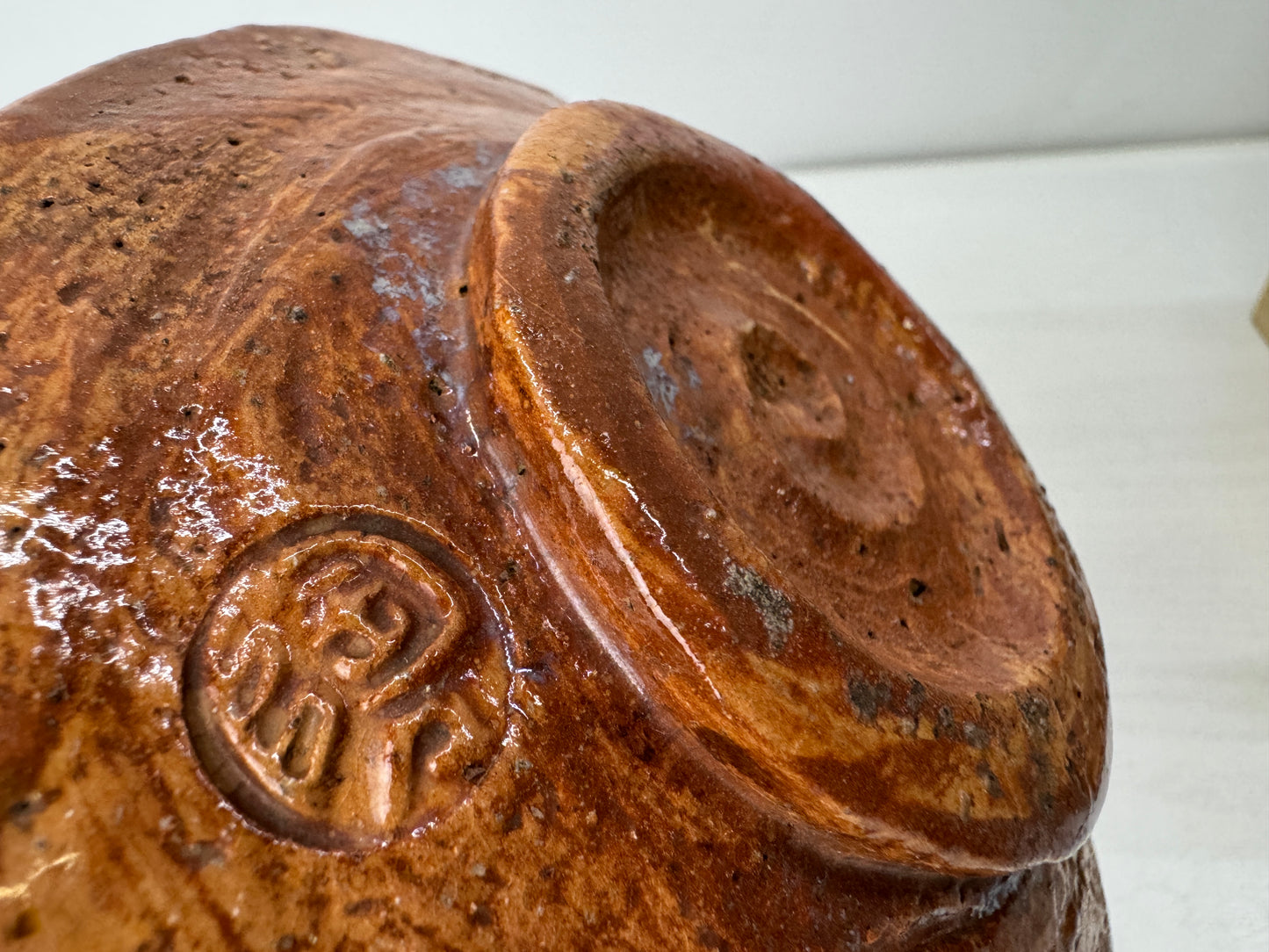 Y9825 CHAWAN Raku-ware bowl signed box Japan antique tea ceremony pottery cup