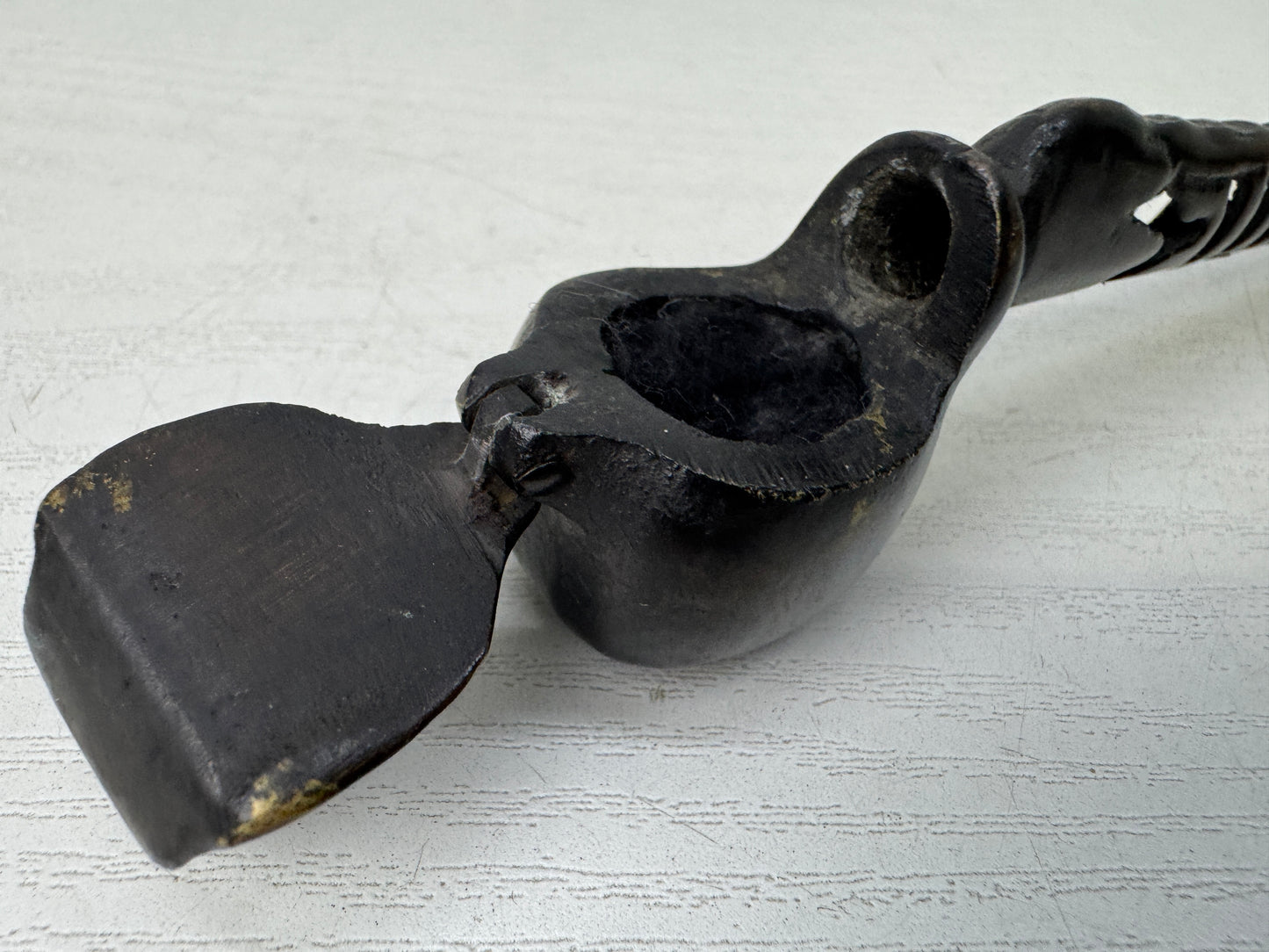 Y9828 YATATE Copper openwork stationery Japan antique inkwell brush pen holder