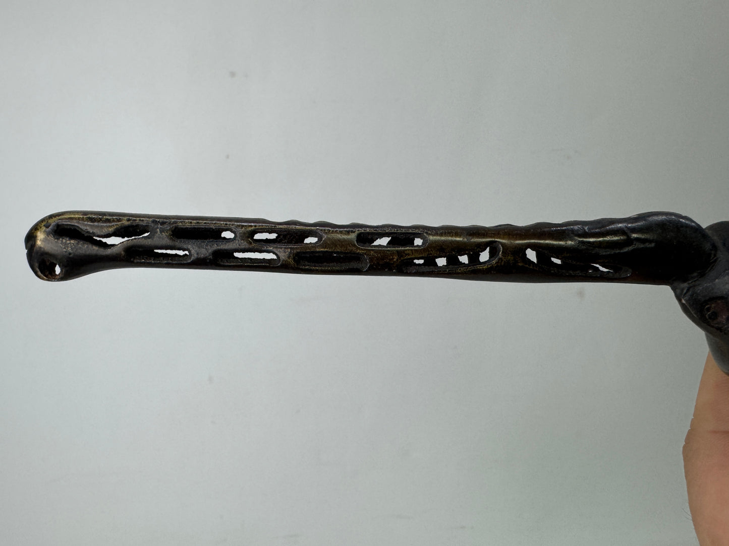 Y9828 YATATE Copper openwork stationery Japan antique inkwell brush pen holder