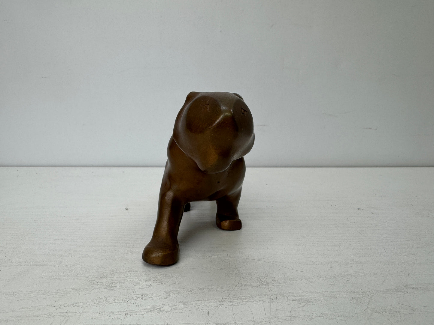 Y9832 OKIMONO copper Tiger figurine figure signed box Japan antique interior