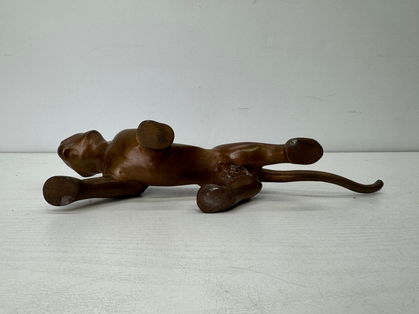 Y9832 OKIMONO copper Tiger figurine figure signed box Japan antique interior